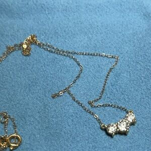 ✨ 14K Gold Cubic Zirconia Triple Stone Necklace ✨